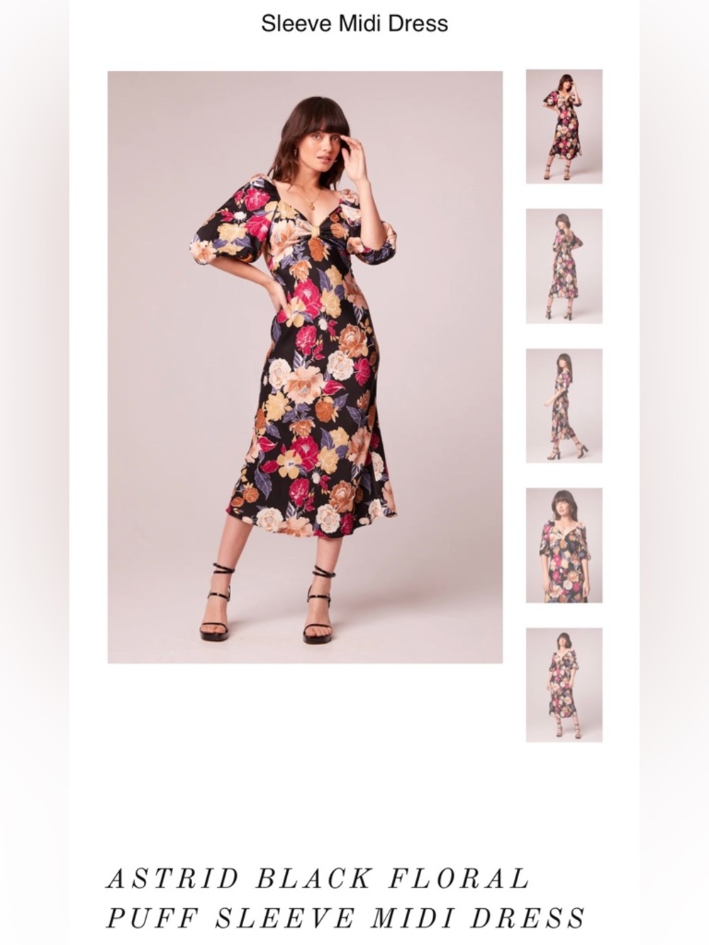 NWT Floral Wrap High-Low Dress in Black with Rust & Wine Accents